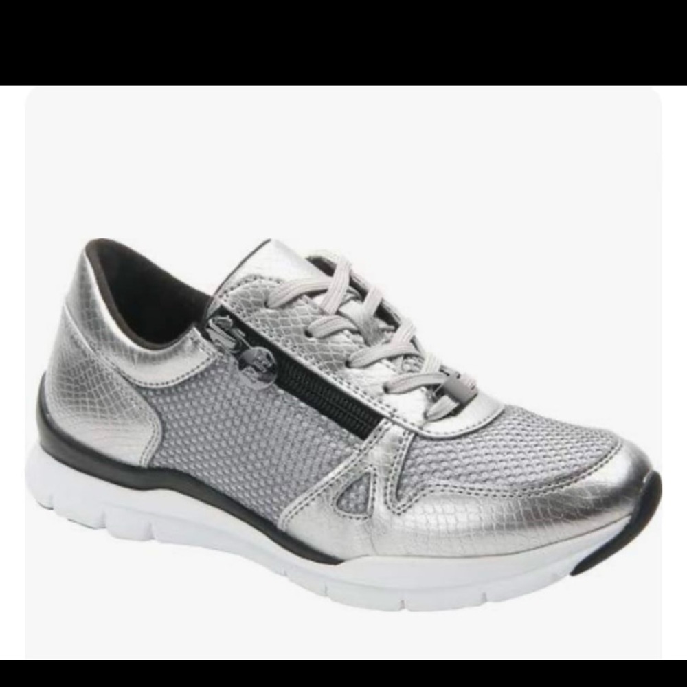 Ros Hommerson Women's Frankie Zipper Sneaker,Silver 8.5M